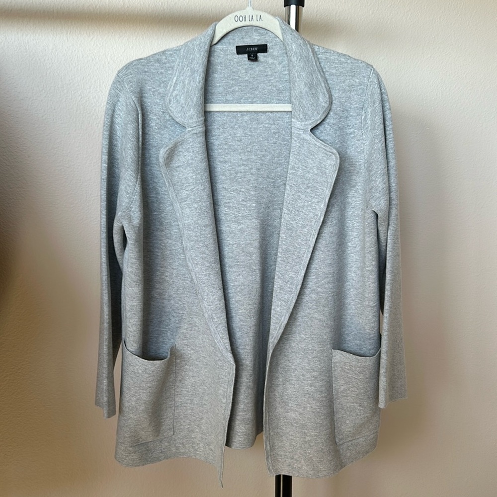J. Crew Light Gray Open-Front Knit Cardigan